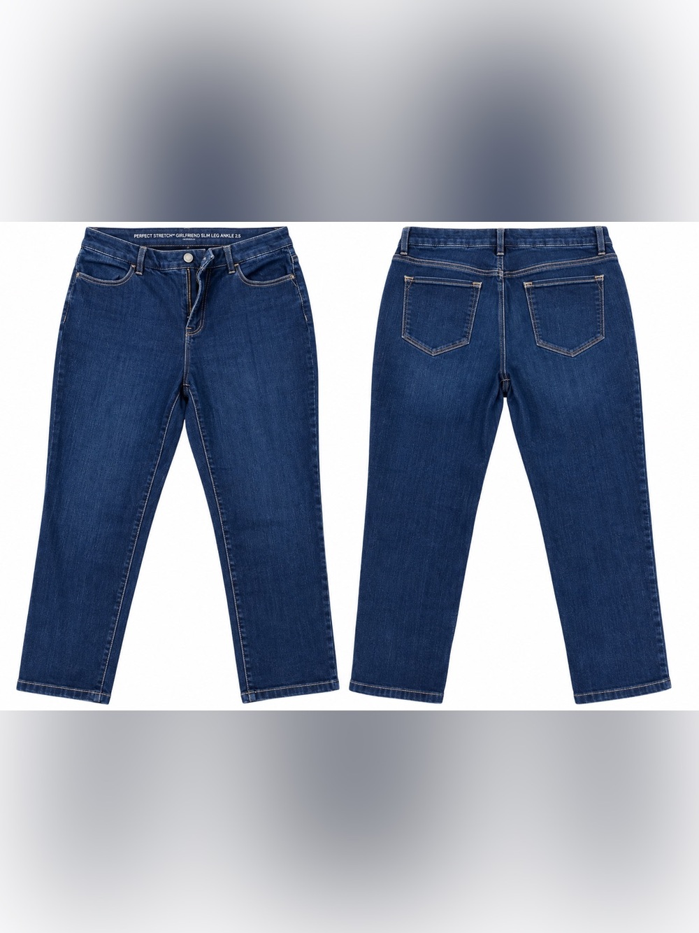 Chico’s Girlfriend Jeans Size 2.5 14/16 Perfect Stretch Slim Leg Ankle Dark Wash